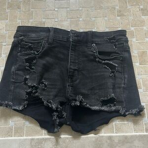 American Eagle Black Jean Shorts with holes